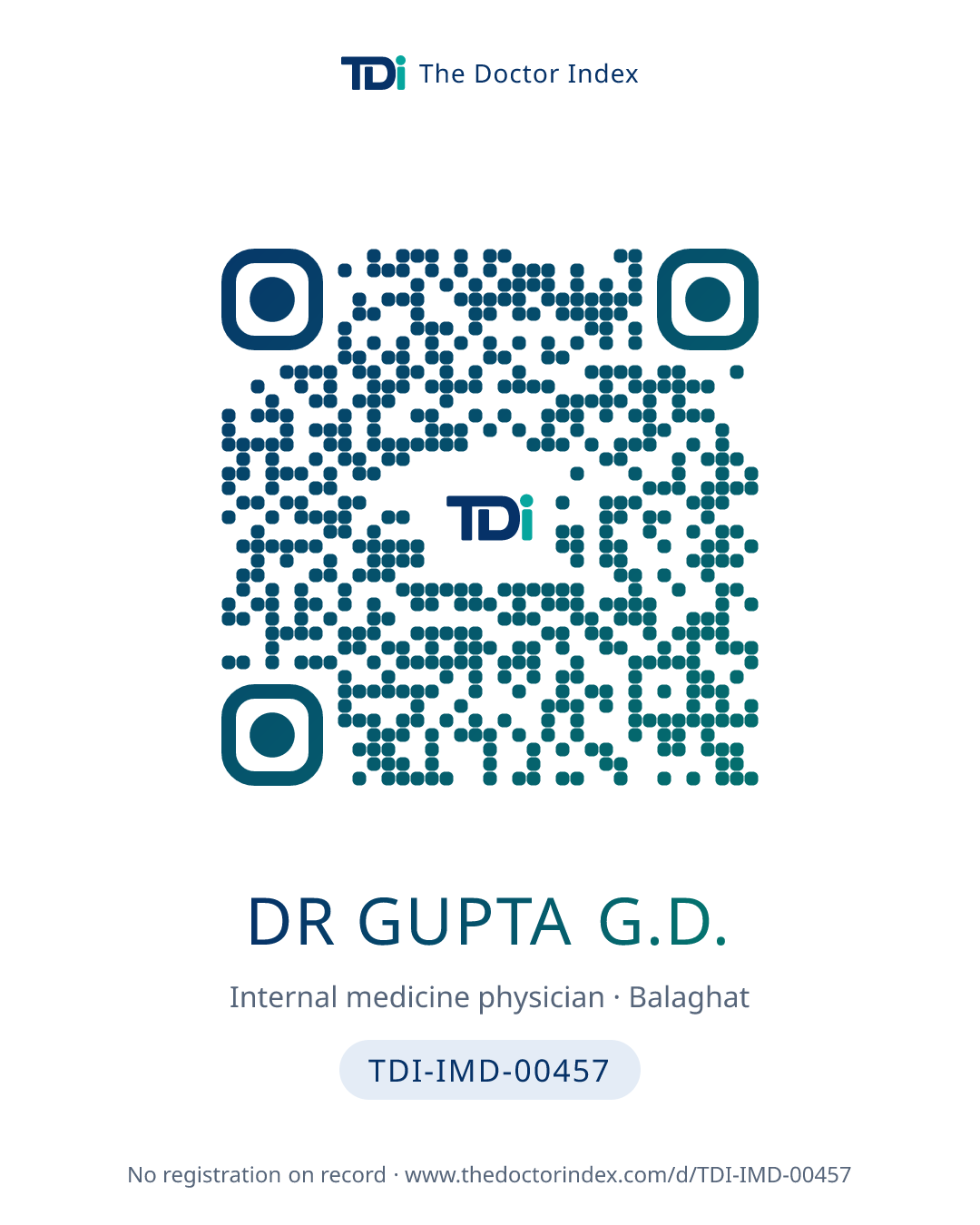 QR card for Dr Gupta G.D., TDI-IMD-00457