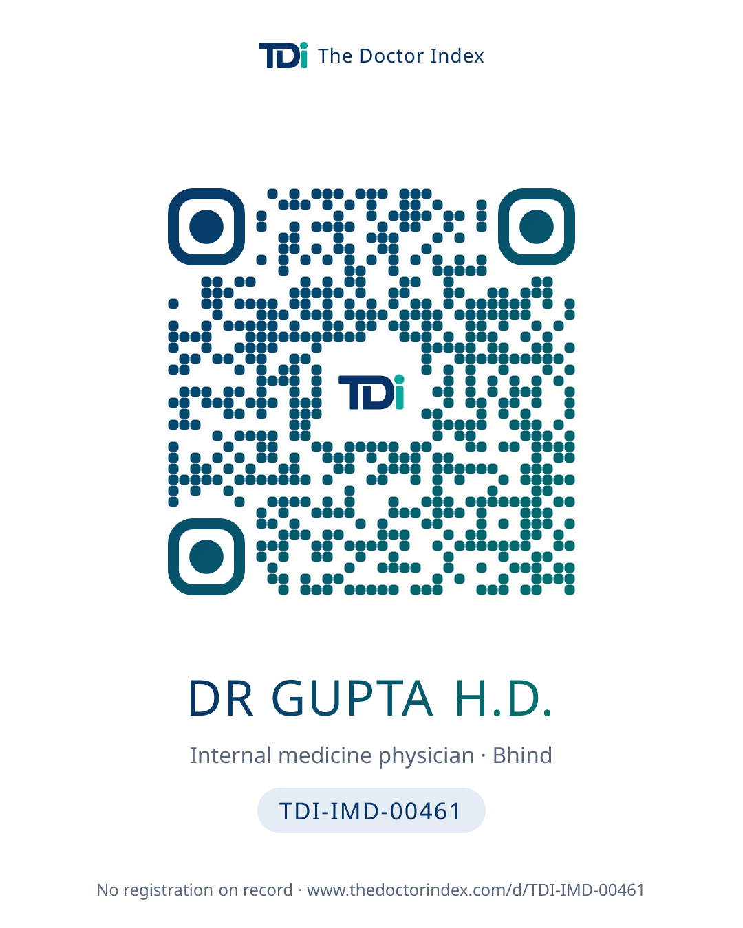QR card for Dr Gupta H.D., TDI-IMD-00461