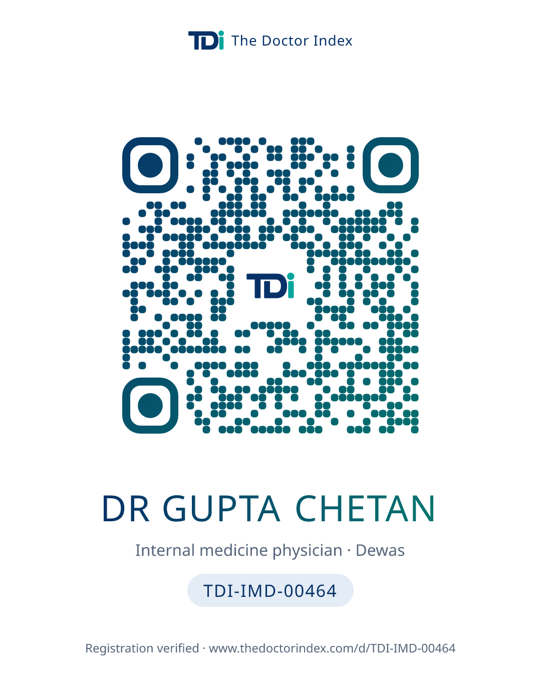 QR card for Dr Gupta Chetan, TDI-IMD-00464