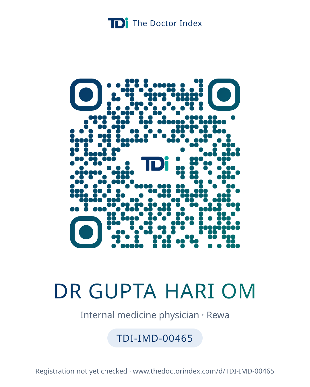 QR card for Dr Gupta Hari Om, TDI-IMD-00465