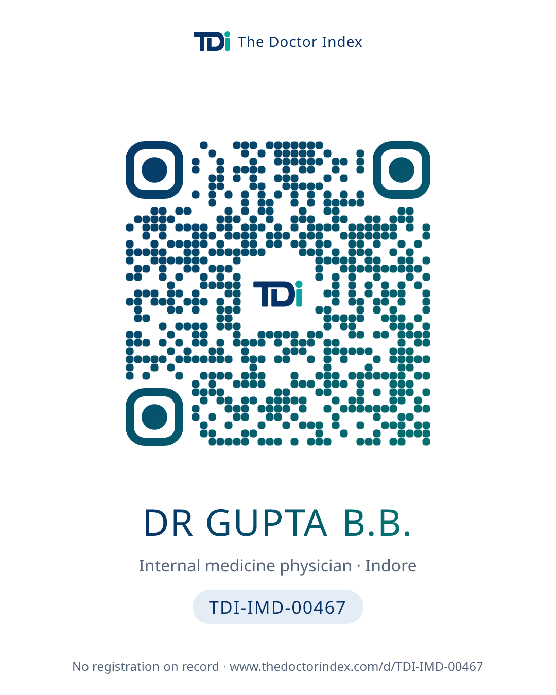 QR card for Dr Gupta B.B., TDI-IMD-00467