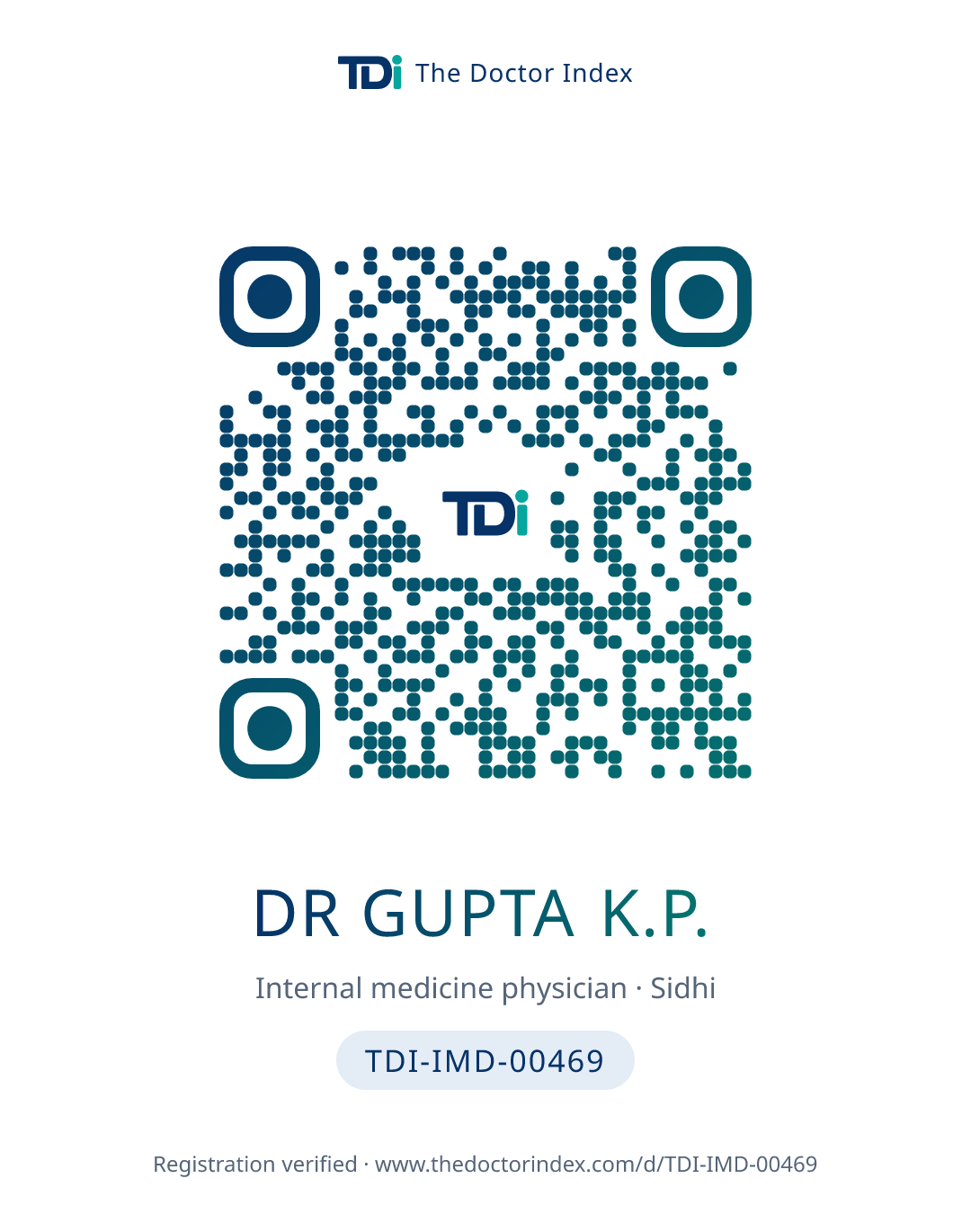 QR card for Dr Gupta K.P., TDI-IMD-00469