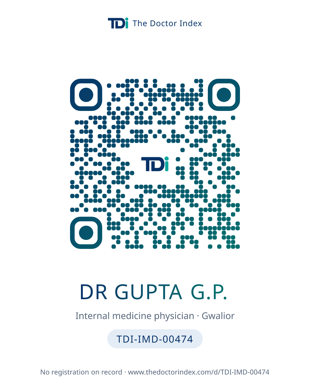 QR card for Dr Gupta G.P., TDI-IMD-00474