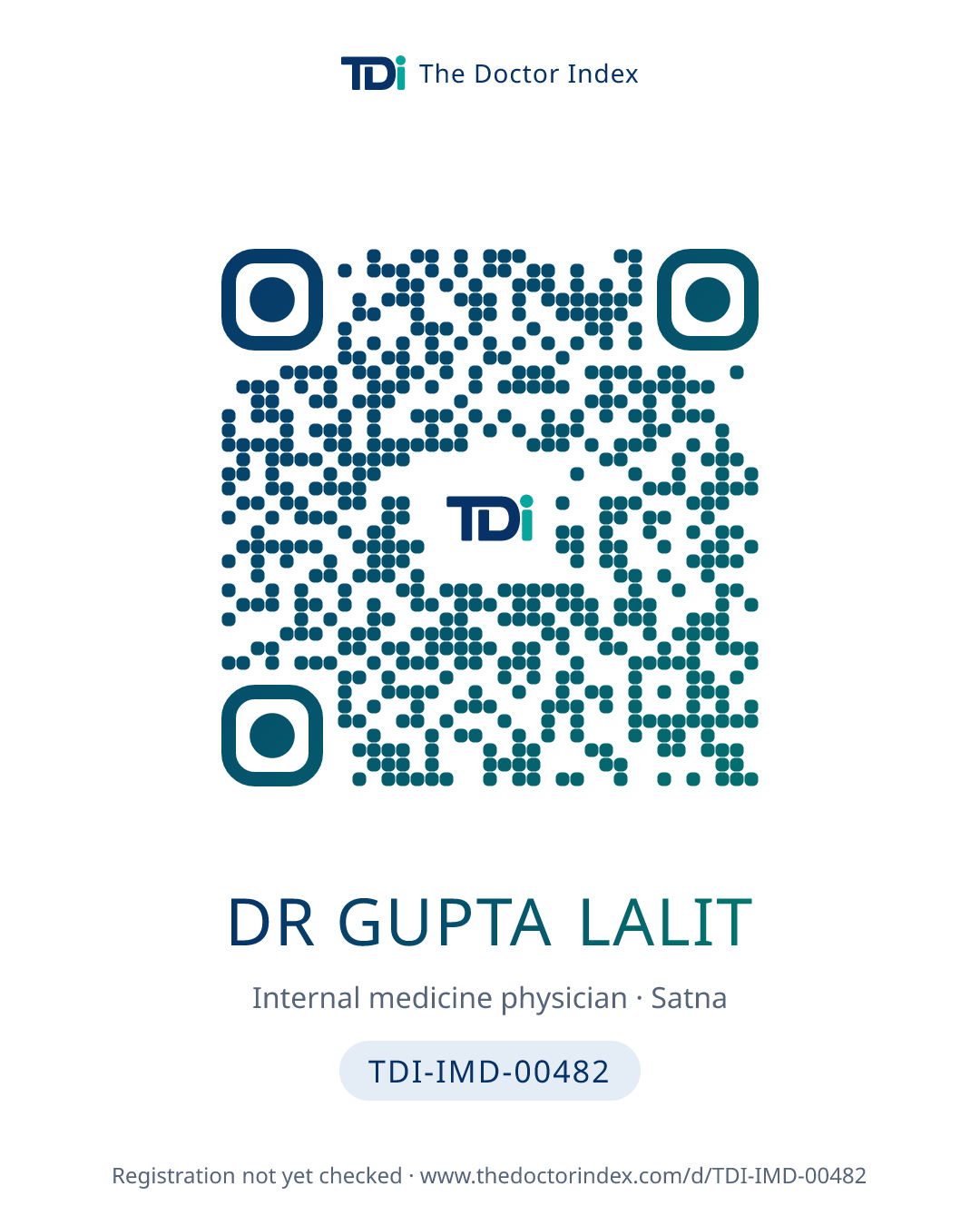 QR card for Dr Gupta Lalit, TDI-IMD-00482