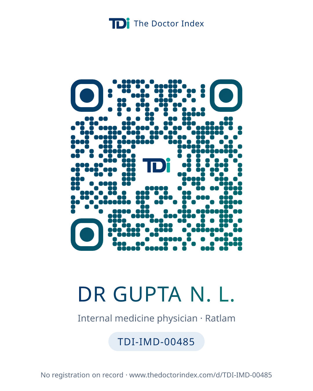 QR card for Dr Gupta N. L., TDI-IMD-00485
