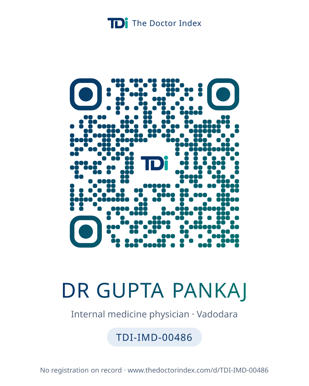 QR card for Dr Gupta Pankaj, TDI-IMD-00486