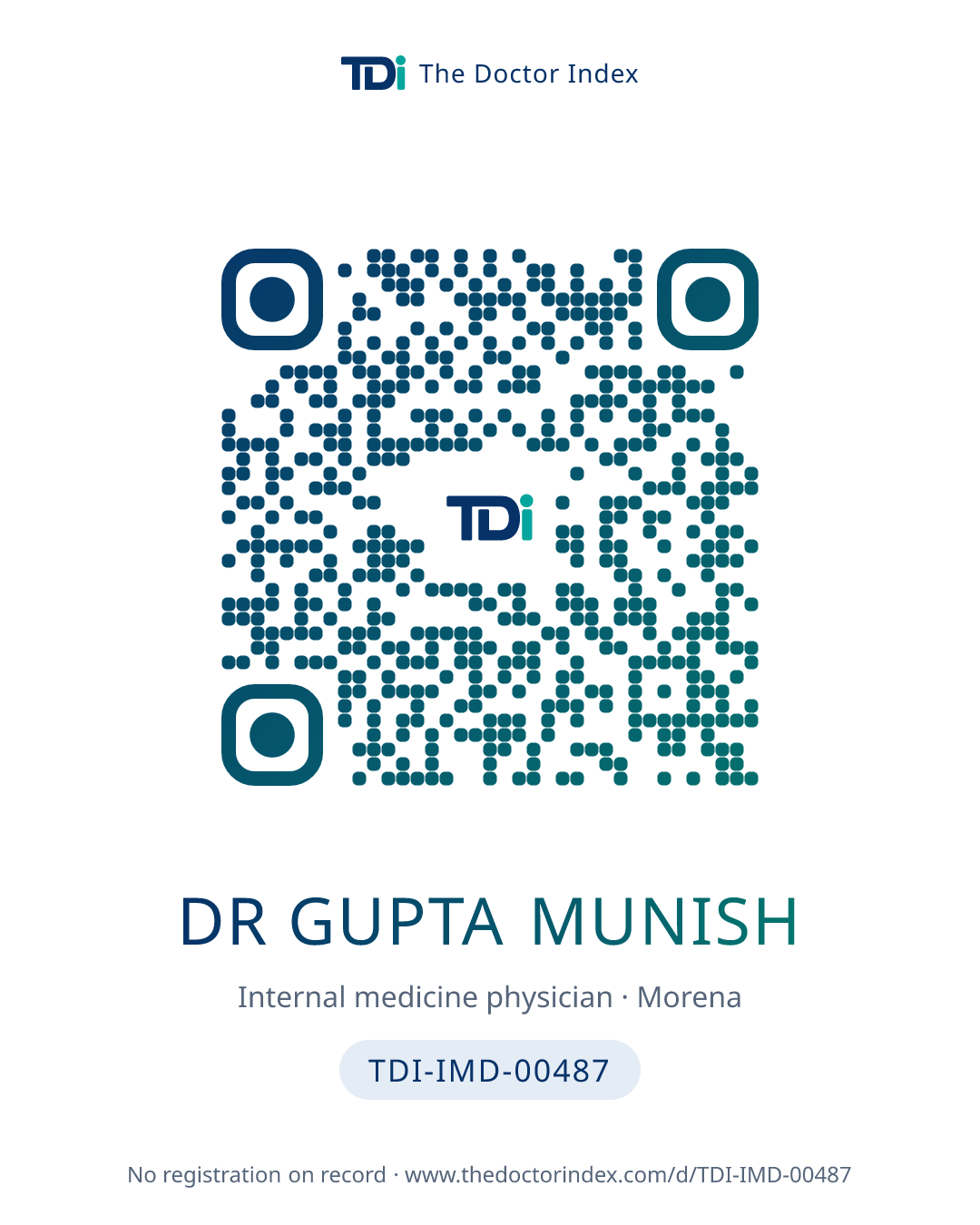 QR card for Dr Gupta Munish, TDI-IMD-00487