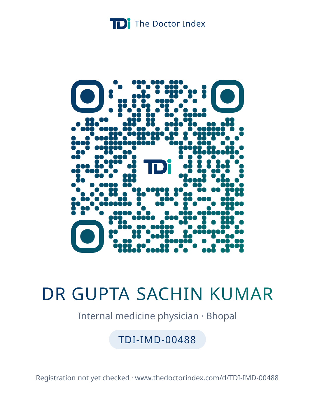 QR card for Dr Gupta Sachin Kumar, TDI-IMD-00488