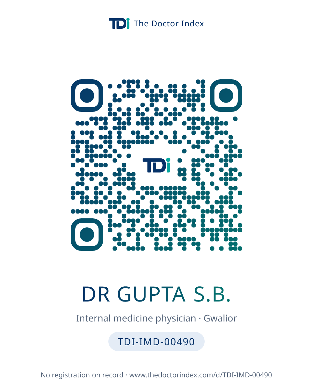QR card for Dr Gupta S.B., TDI-IMD-00490