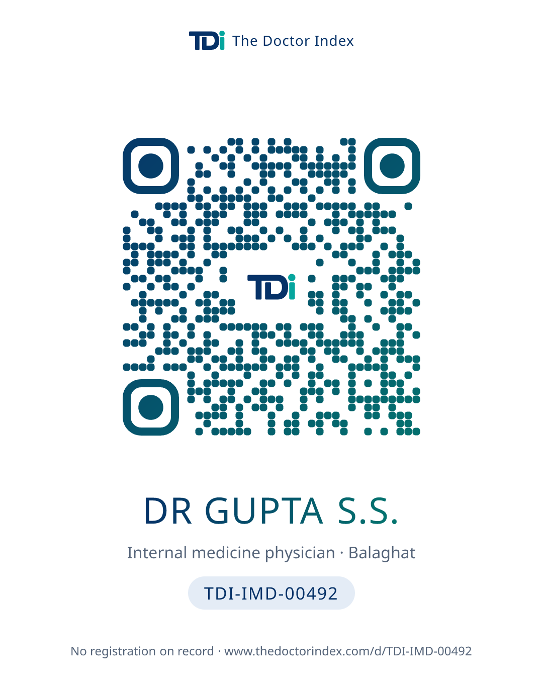 QR card for Dr Gupta S.S., TDI-IMD-00492
