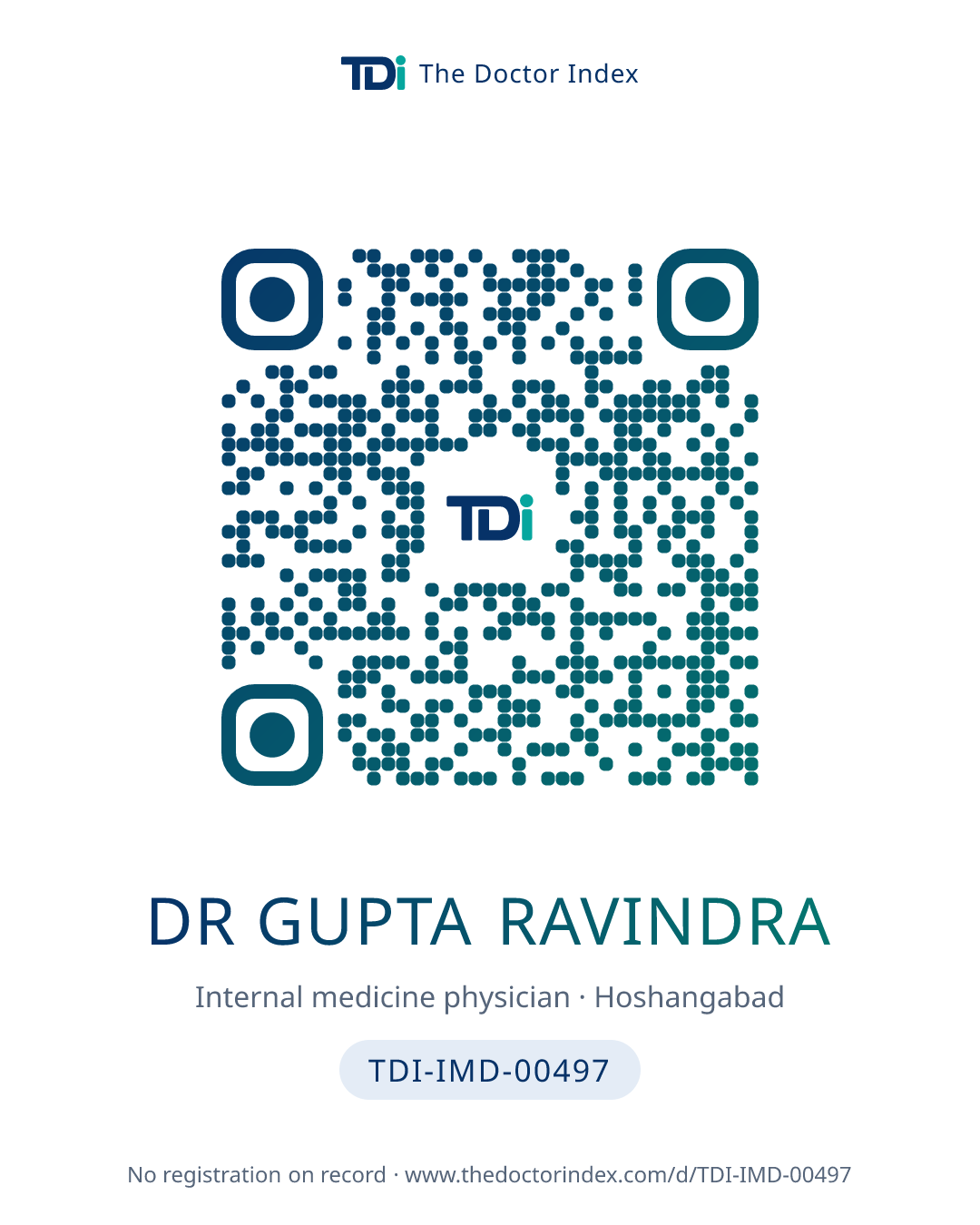 QR card for Dr Gupta Ravindra, TDI-IMD-00497