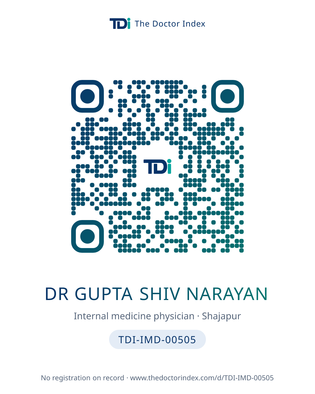 QR card for Dr Gupta Shiv Narayan, TDI-IMD-00505