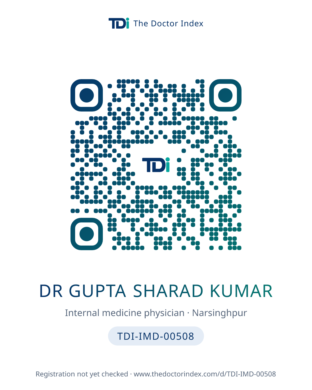 QR card for Dr Gupta Sharad Kumar, TDI-IMD-00508