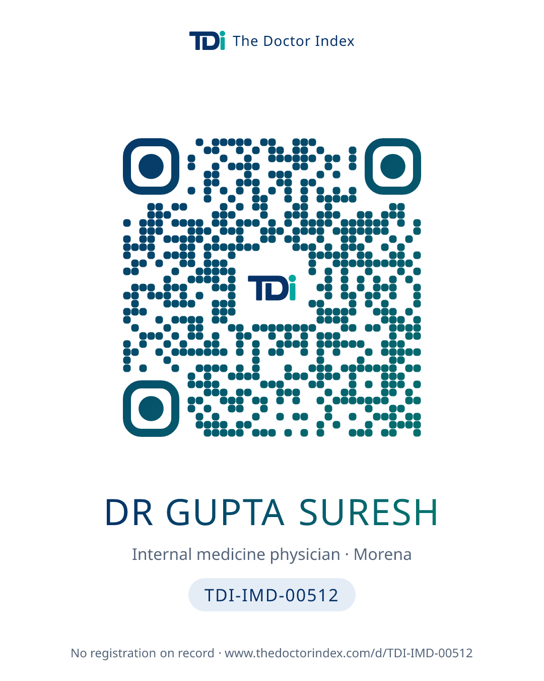 QR card for Dr Gupta Suresh, TDI-IMD-00512