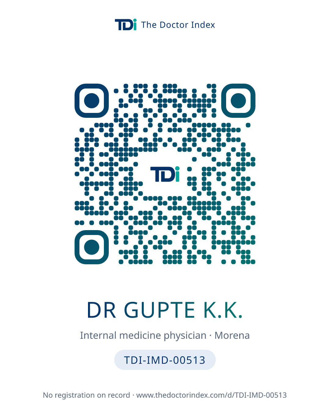 QR card for Dr Gupte K.K., TDI-IMD-00513