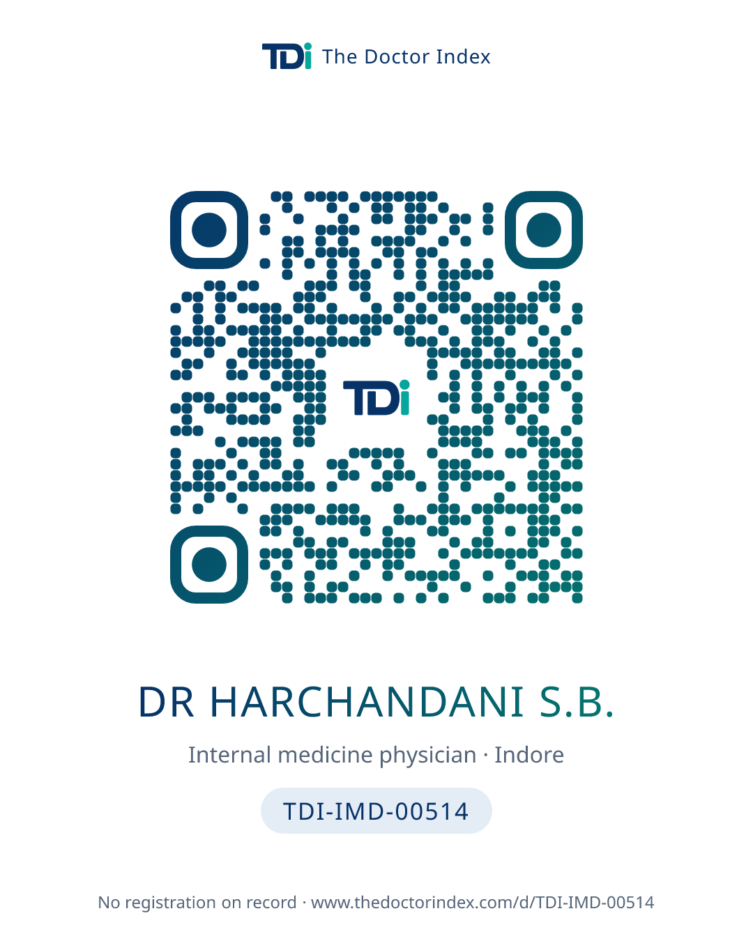 QR card for Dr Harchandani S.B., TDI-IMD-00514