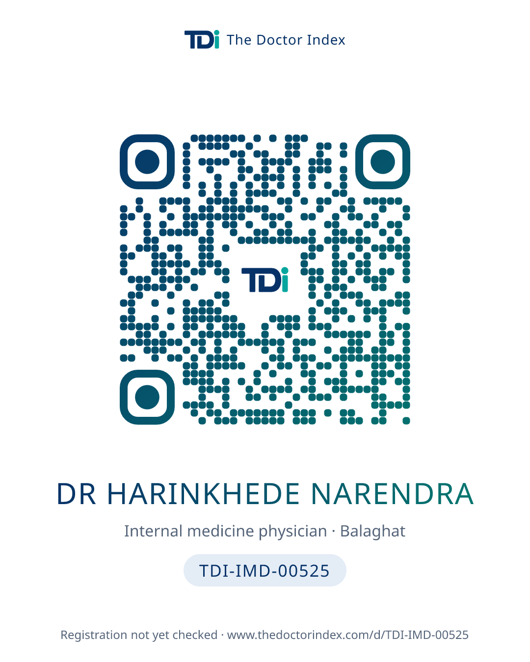 QR card for Dr Harinkhede Narendra, TDI-IMD-00525