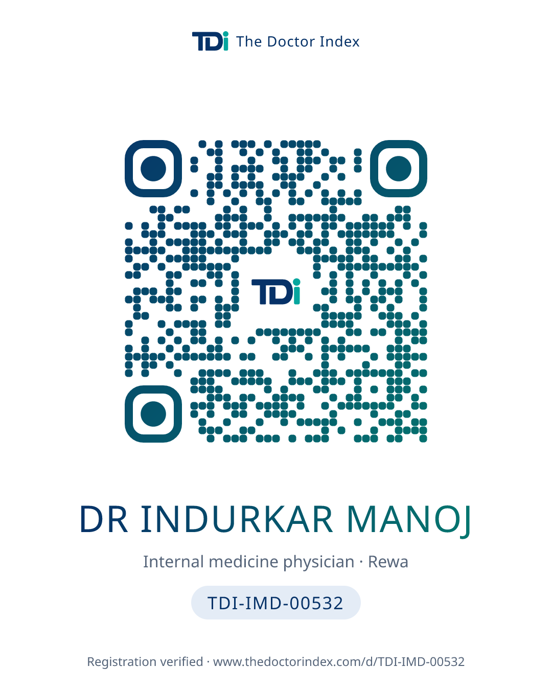 QR card for Dr Indurkar Manoj, TDI-IMD-00532