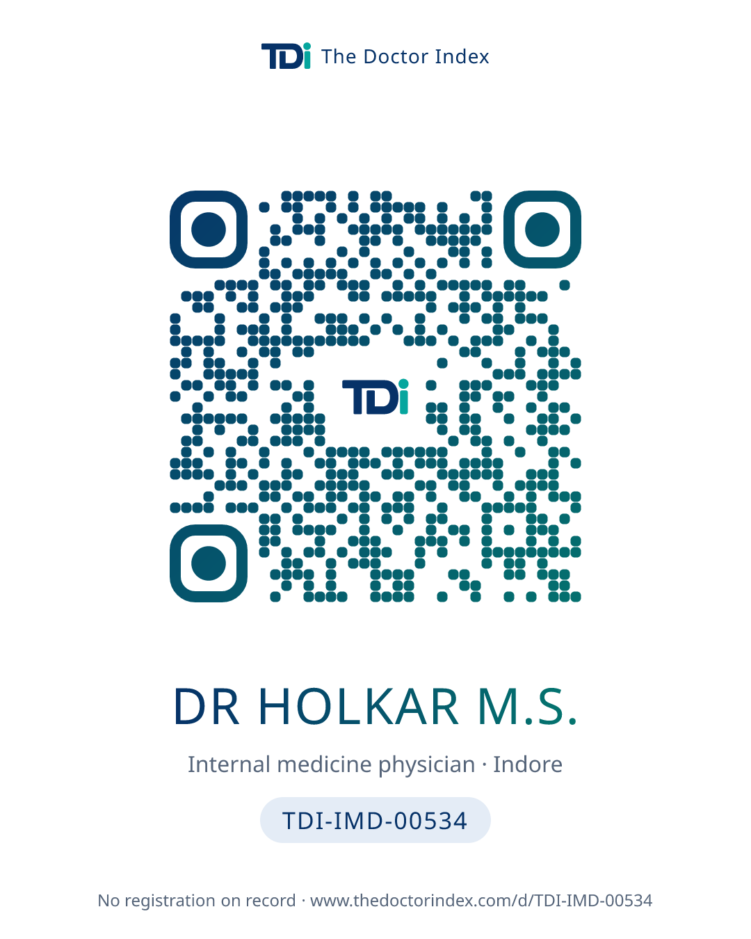 QR card for Dr Holkar M.S., TDI-IMD-00534