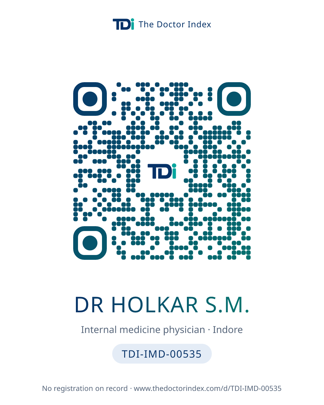 QR card for Dr Holkar S.M., TDI-IMD-00535