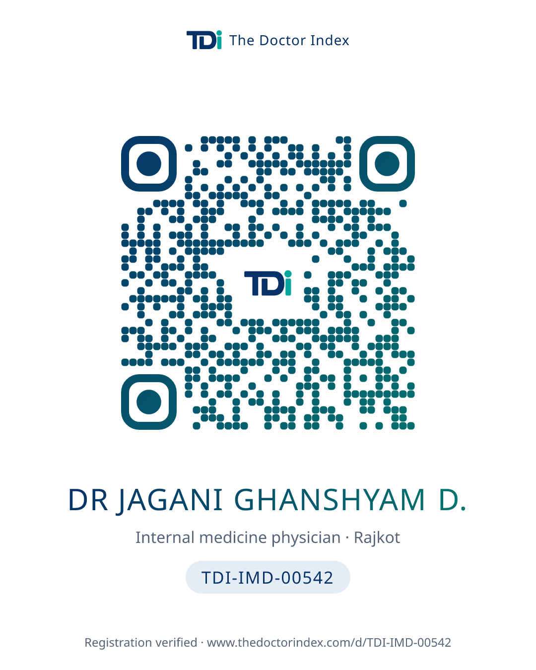 QR card for Dr Jagani Ghanshyam D., TDI-IMD-00542