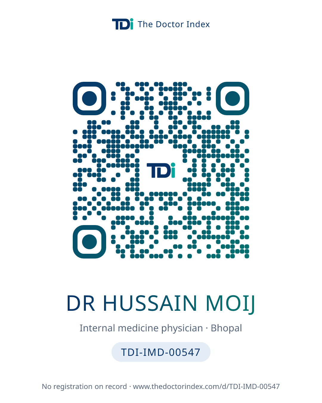QR card for Dr Hussain Moij, TDI-IMD-00547