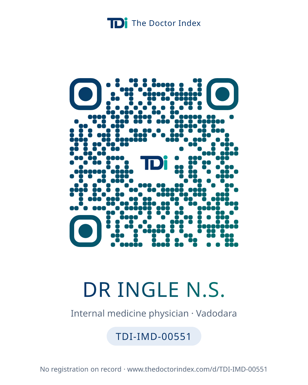 QR card for Dr Ingle N.S., TDI-IMD-00551