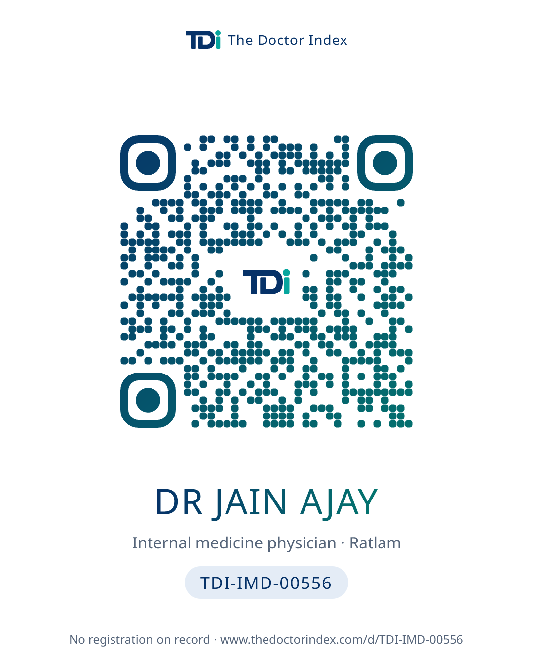 QR card for Dr Jain Ajay, TDI-IMD-00556