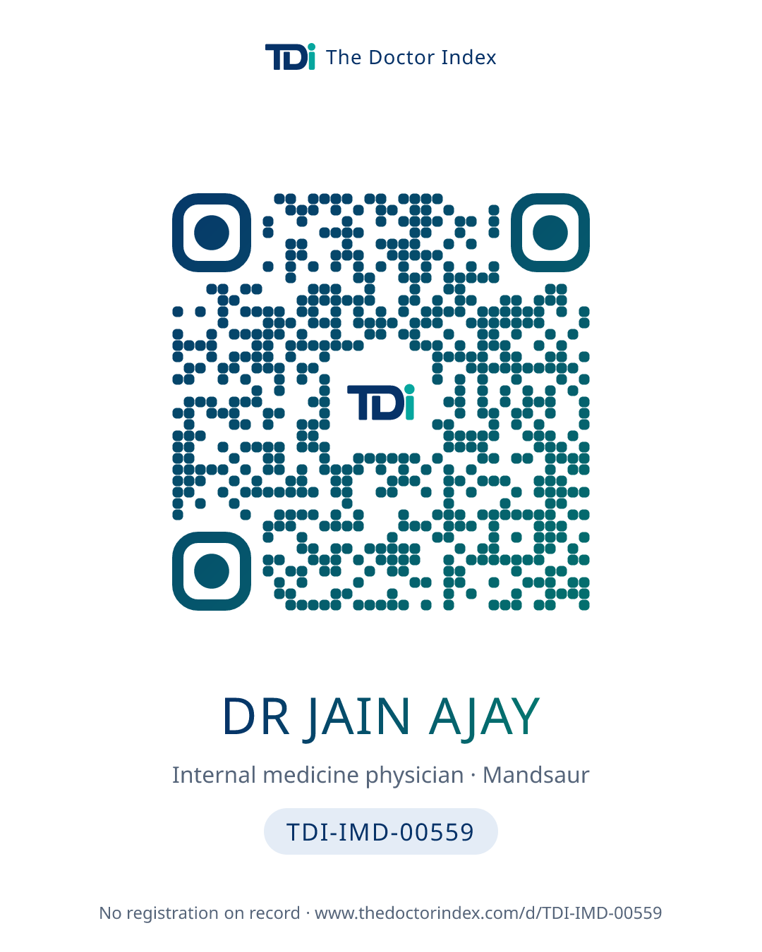 QR card for Dr Jain Ajay, TDI-IMD-00559