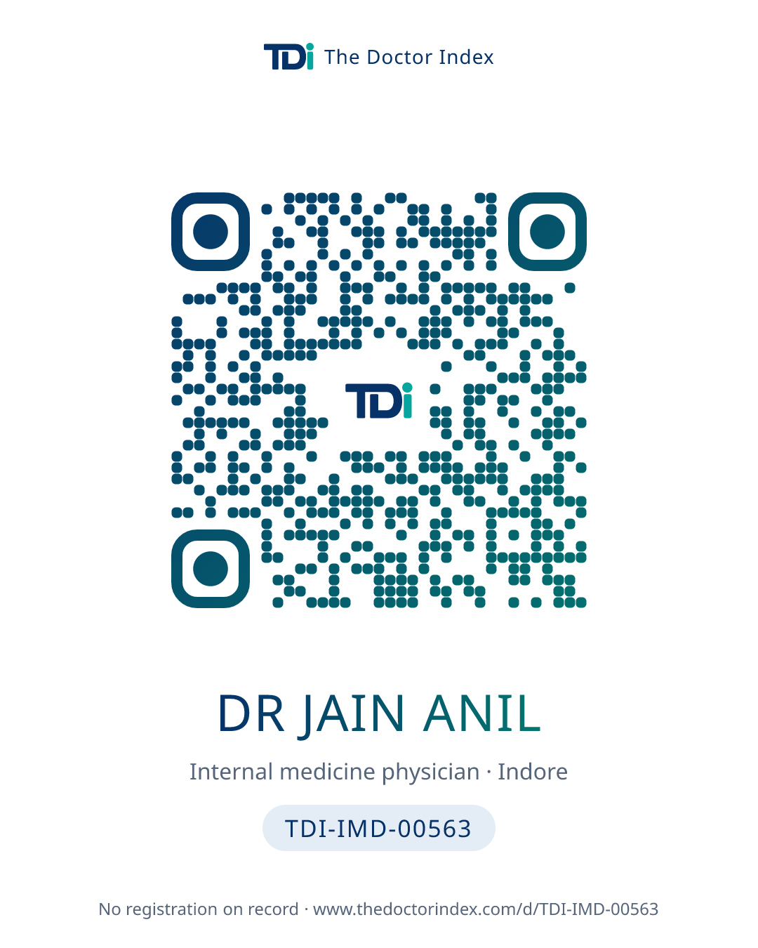 QR card for Dr Jain Anil, TDI-IMD-00563