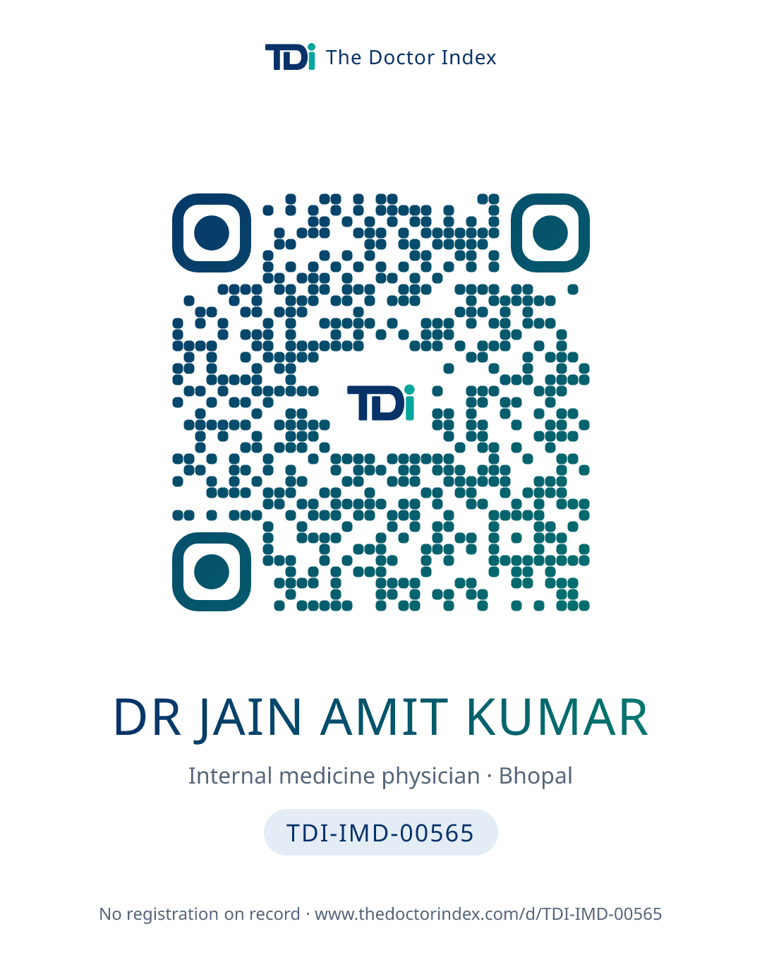QR card for Dr Jain Amit Kumar, TDI-IMD-00565