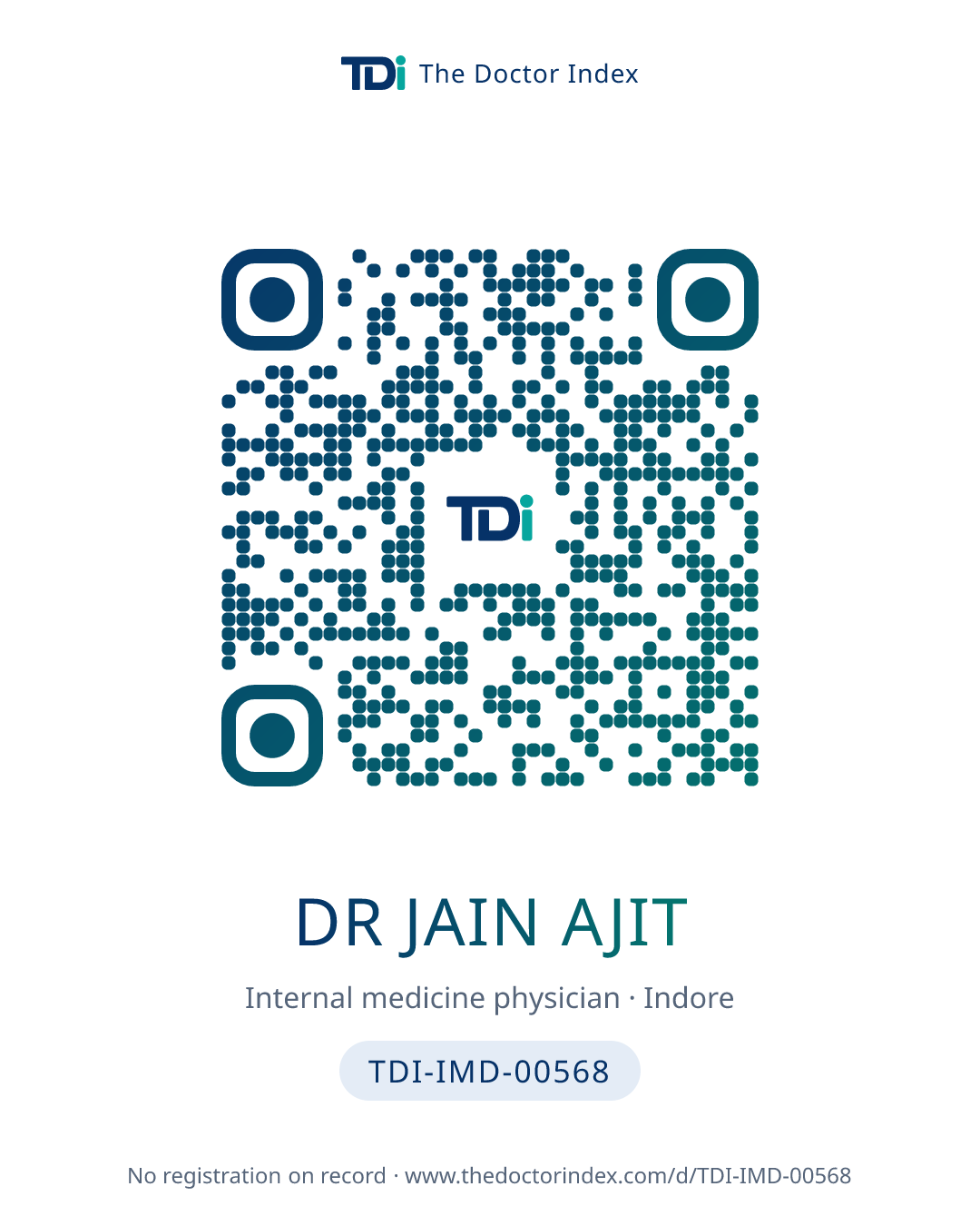 QR card for Dr Jain Ajit, TDI-IMD-00568