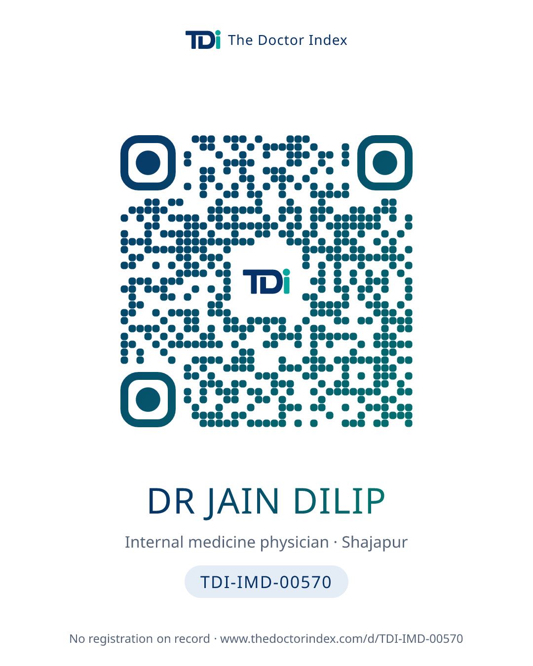 QR card for Dr Jain Dilip, TDI-IMD-00570