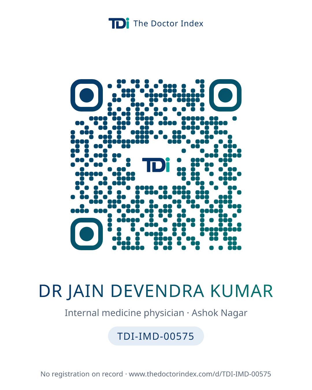 QR card for Dr Jain Devendra Kumar, TDI-IMD-00575