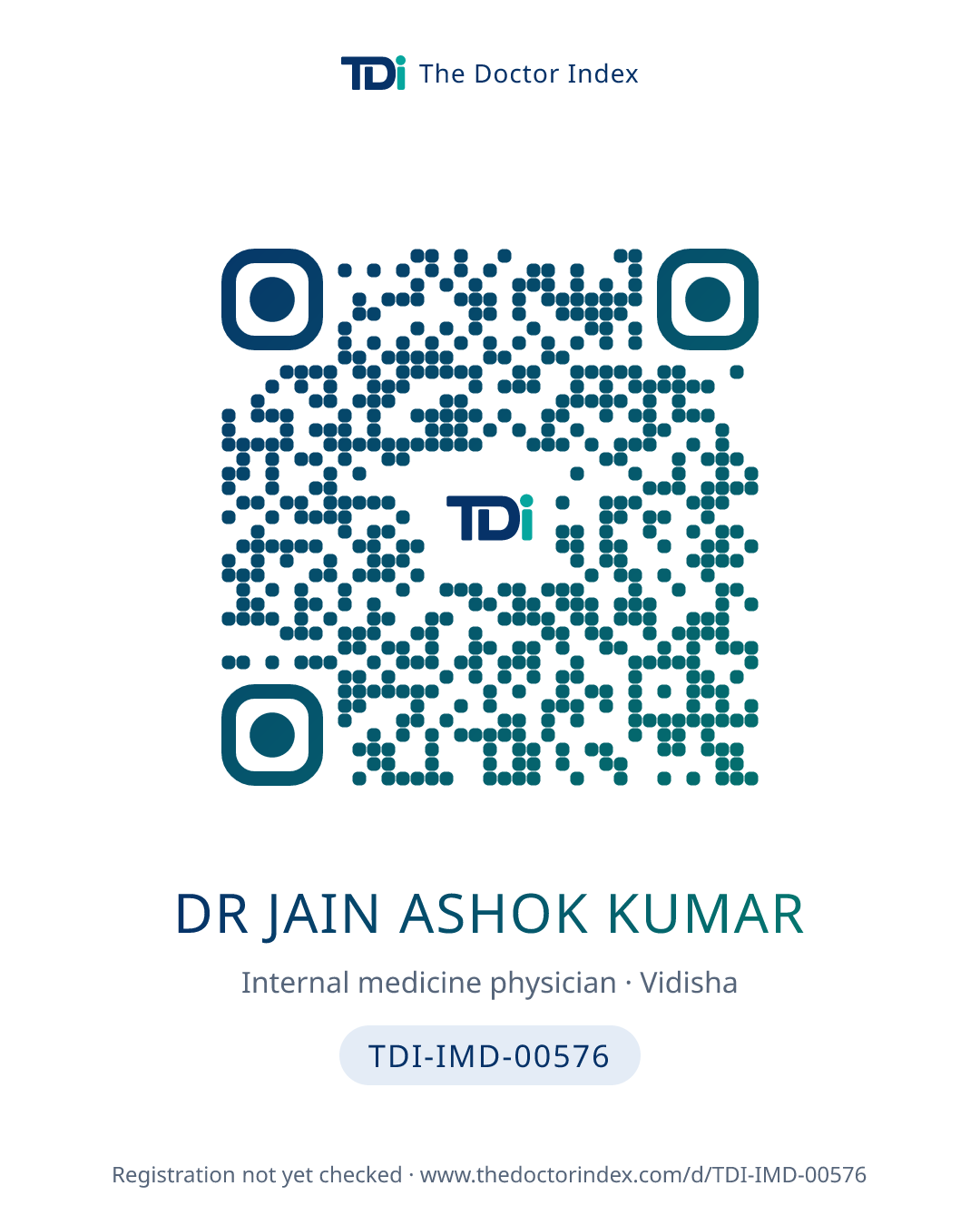 QR card for Dr Jain Ashok Kumar, TDI-IMD-00576