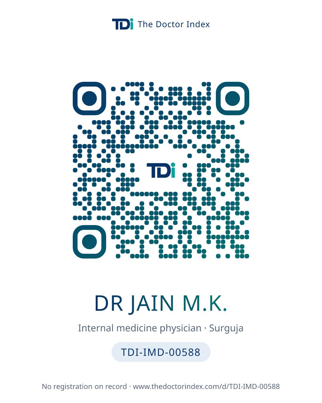QR card for Dr Jain M.K., TDI-IMD-00588
