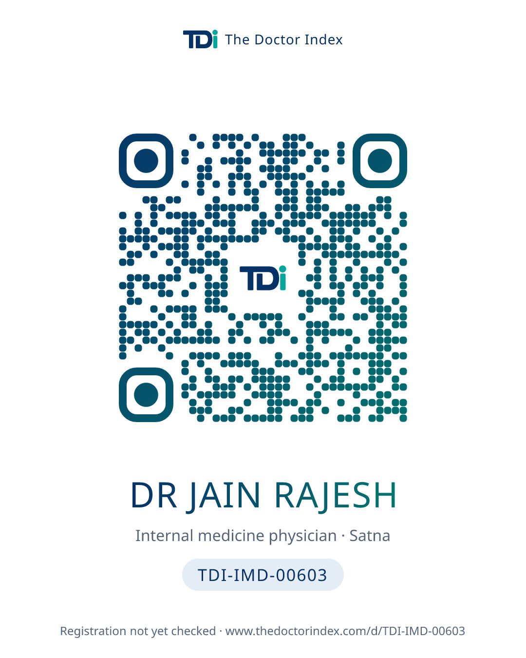QR card for Dr Jain Rajesh, TDI-IMD-00603