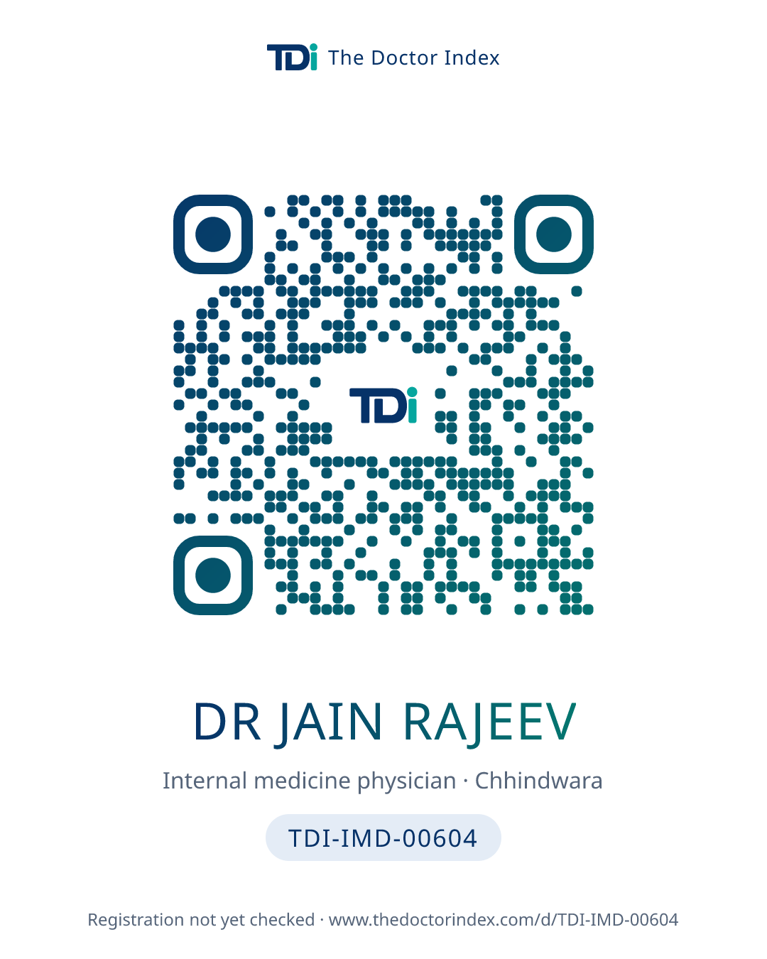 QR card for Dr Jain Rajeev, TDI-IMD-00604