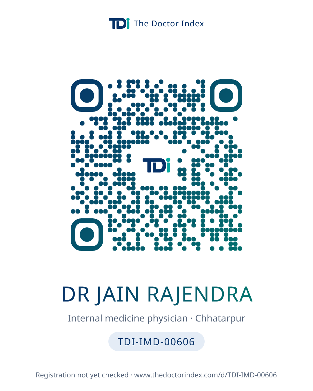 QR card for Dr Jain Rajendra, TDI-IMD-00606