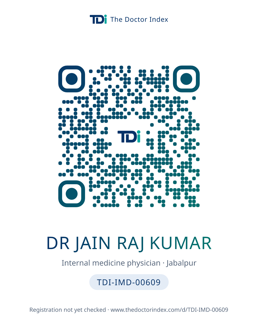 QR card for Dr Jain Raj Kumar, TDI-IMD-00609