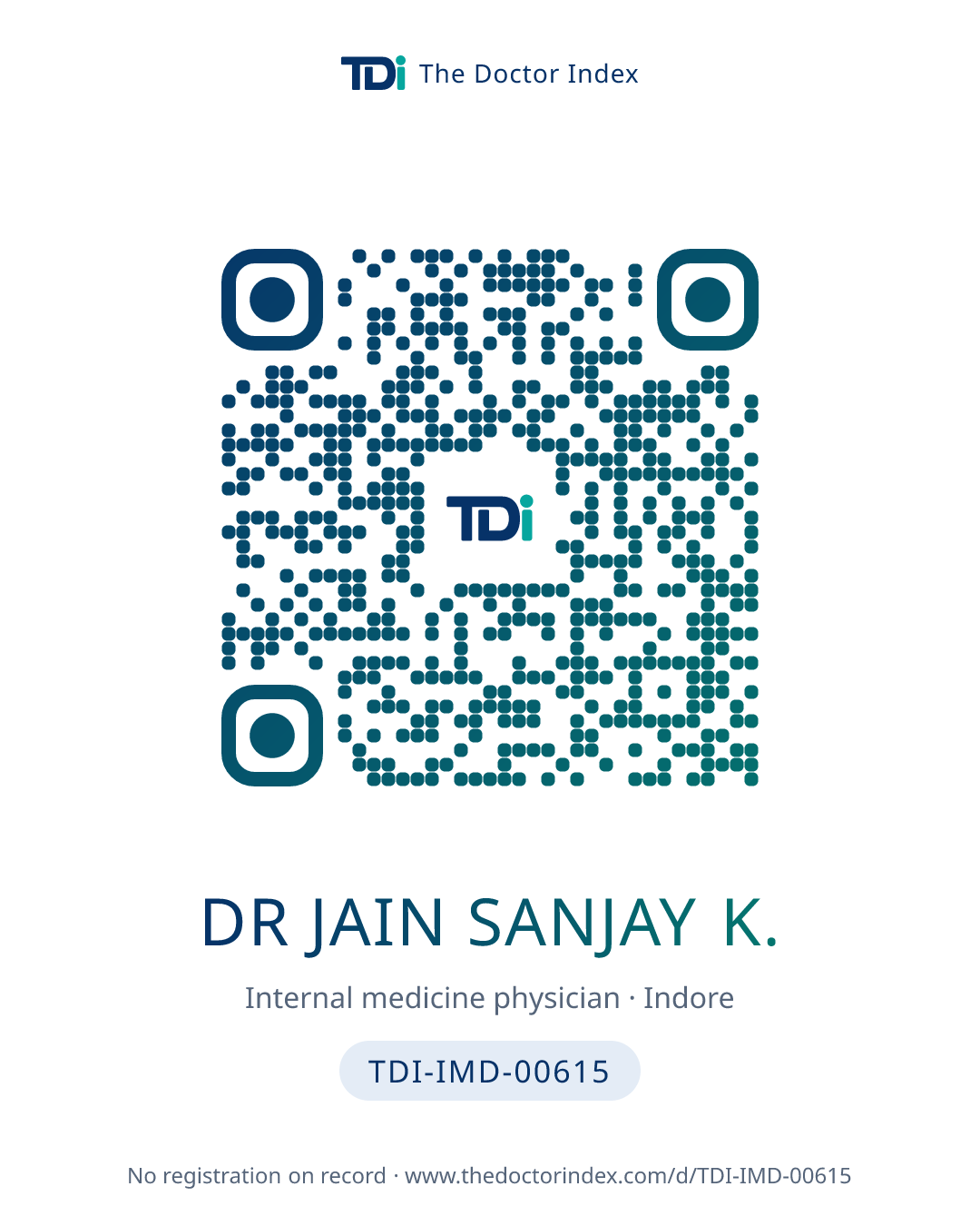 QR card for Dr Jain Sanjay K., TDI-IMD-00615