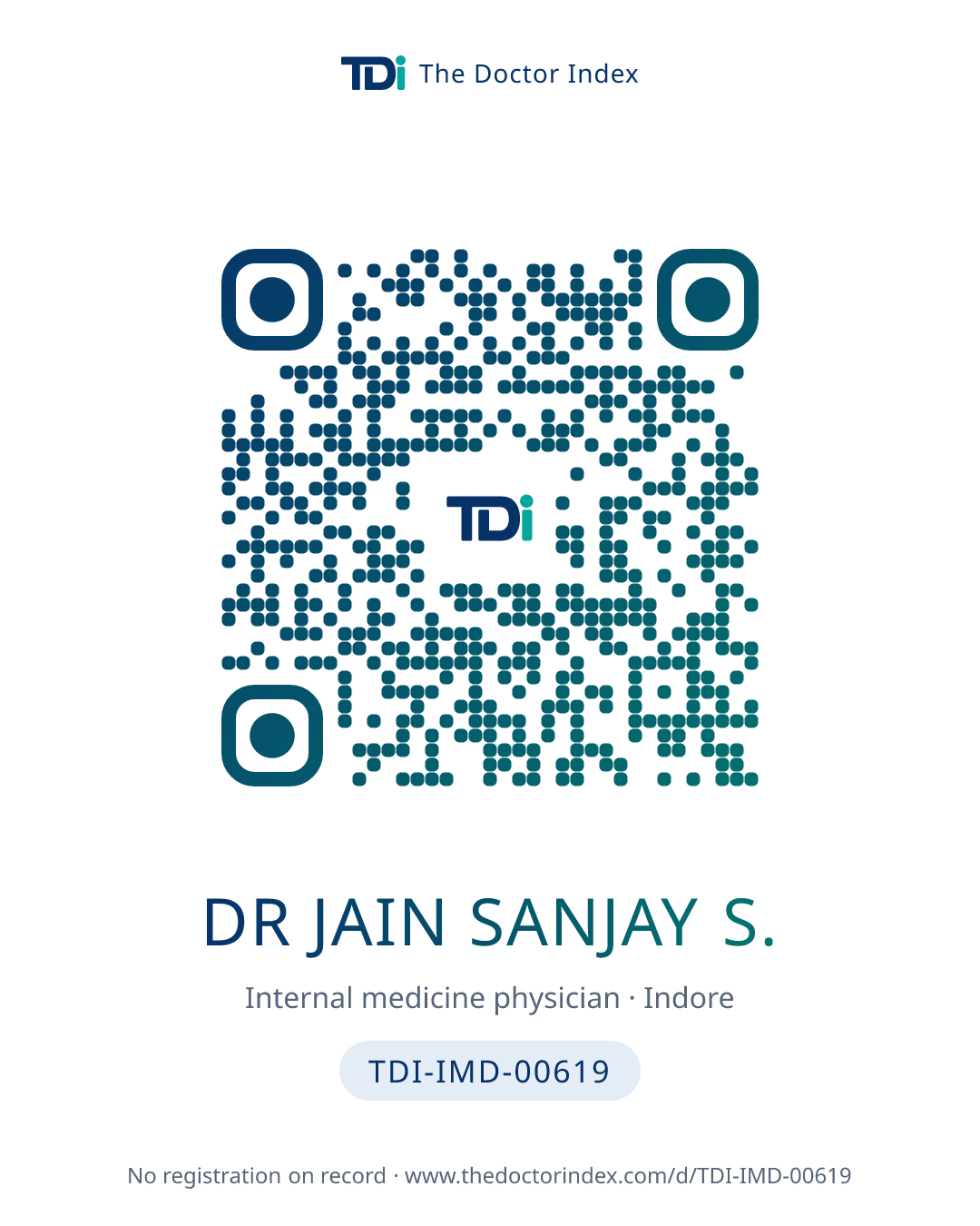 QR card for Dr Jain Sanjay S., TDI-IMD-00619