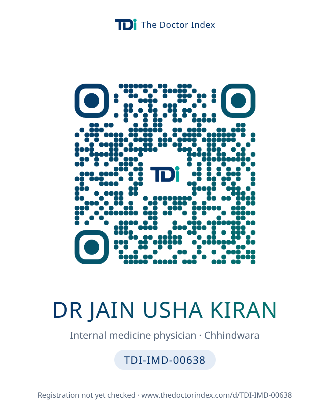 QR card for Dr Jain Usha Kiran, TDI-IMD-00638