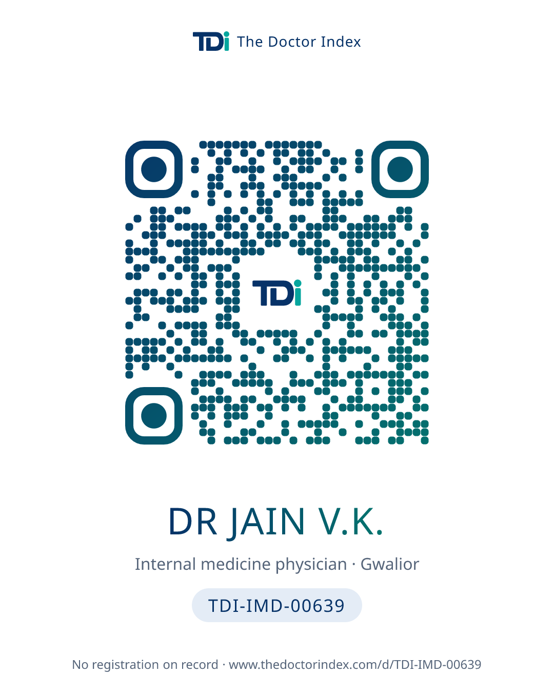QR card for Dr Jain V.K., TDI-IMD-00639
