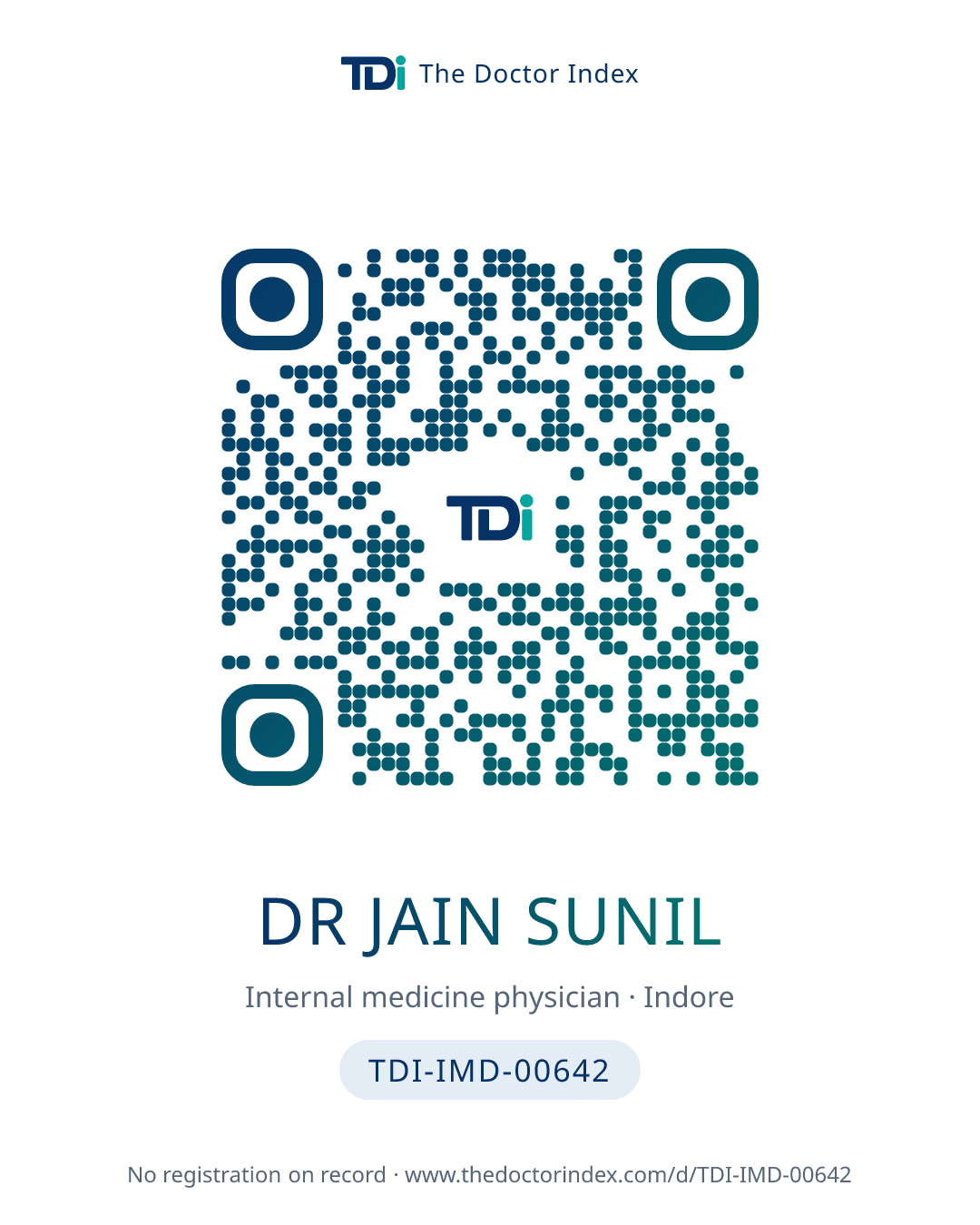 QR card for Dr Jain Sunil, TDI-IMD-00642