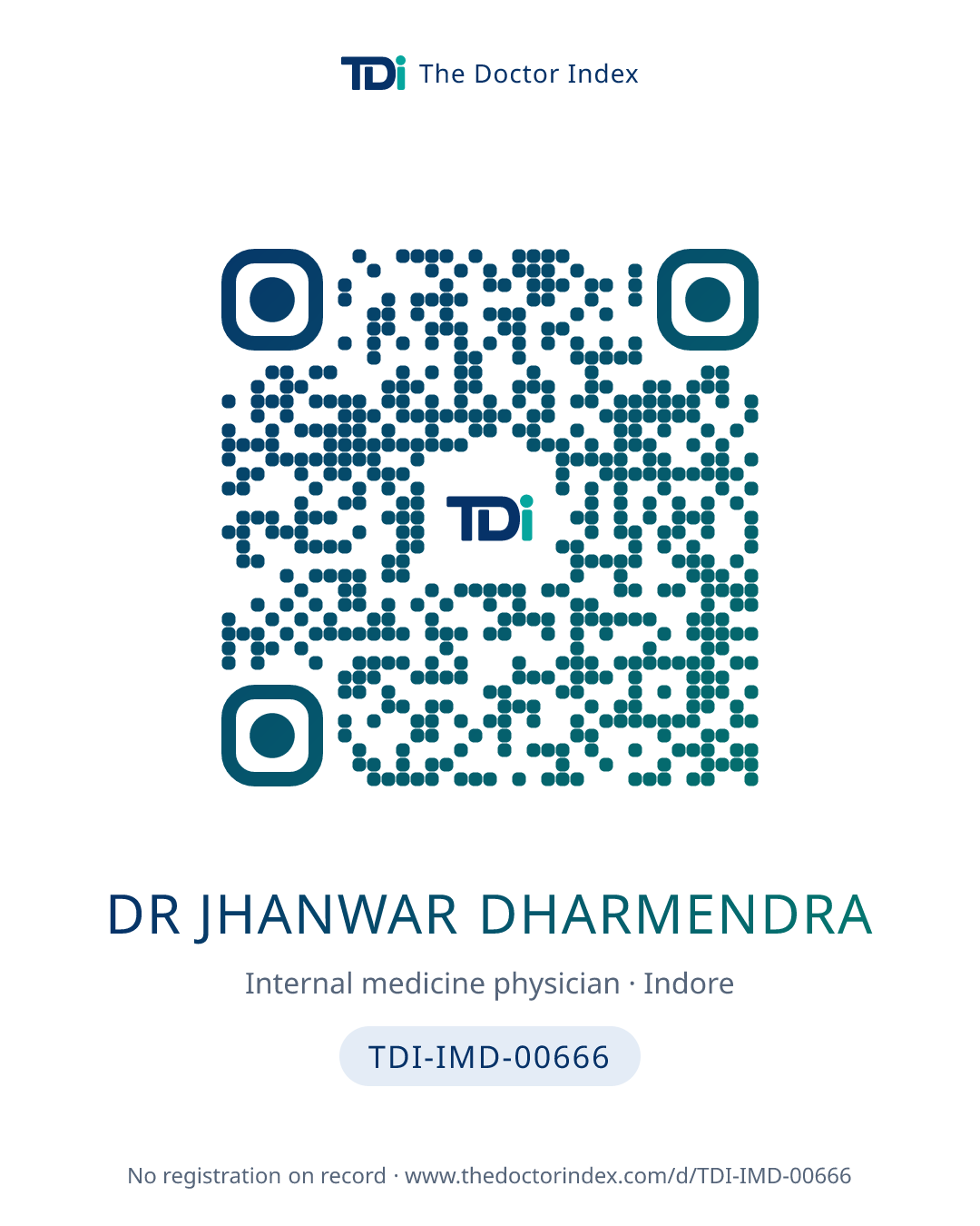 QR card for Dr Jhanwar Dharmendra, TDI-IMD-00666