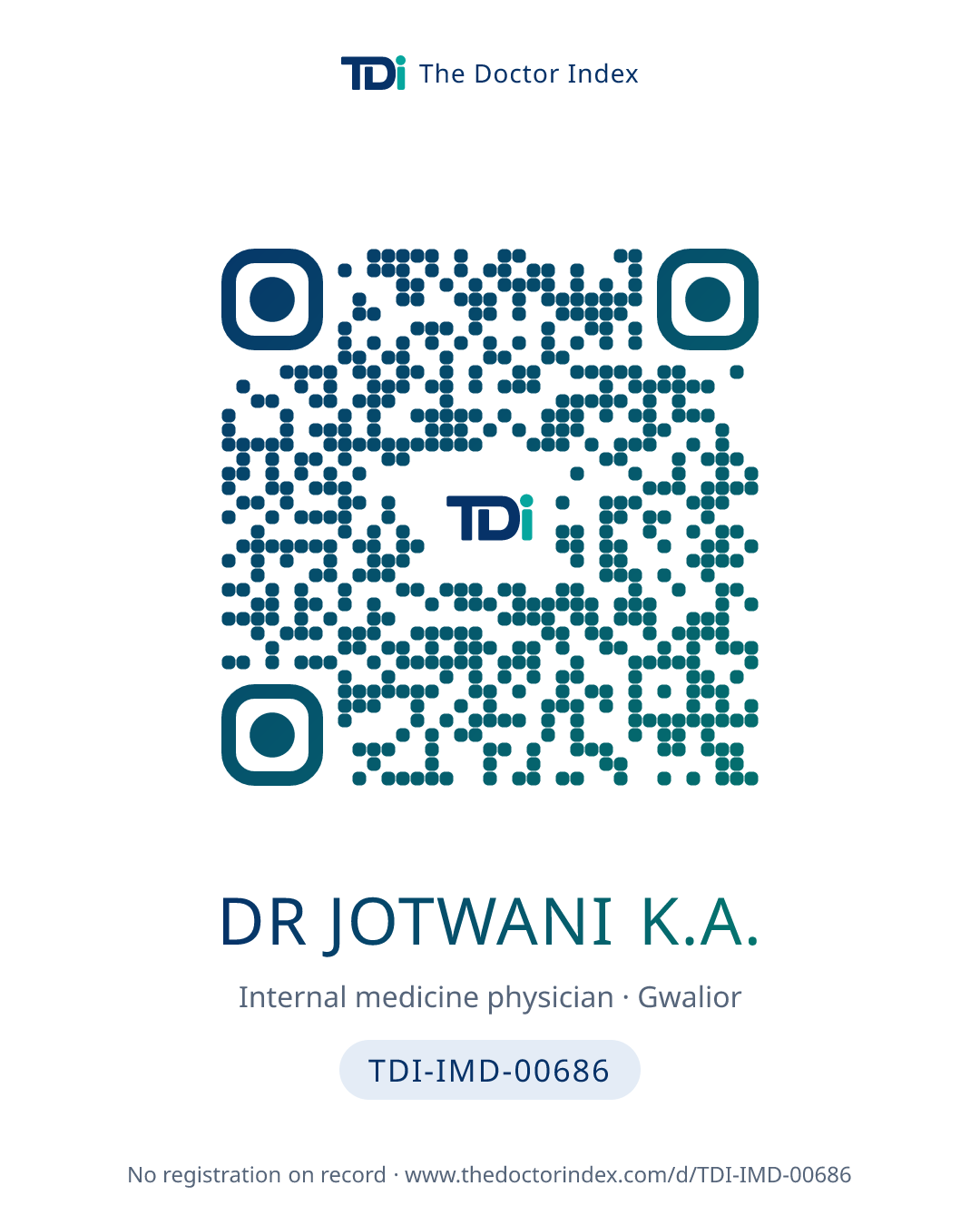 QR card for Dr Jotwani K.A., TDI-IMD-00686