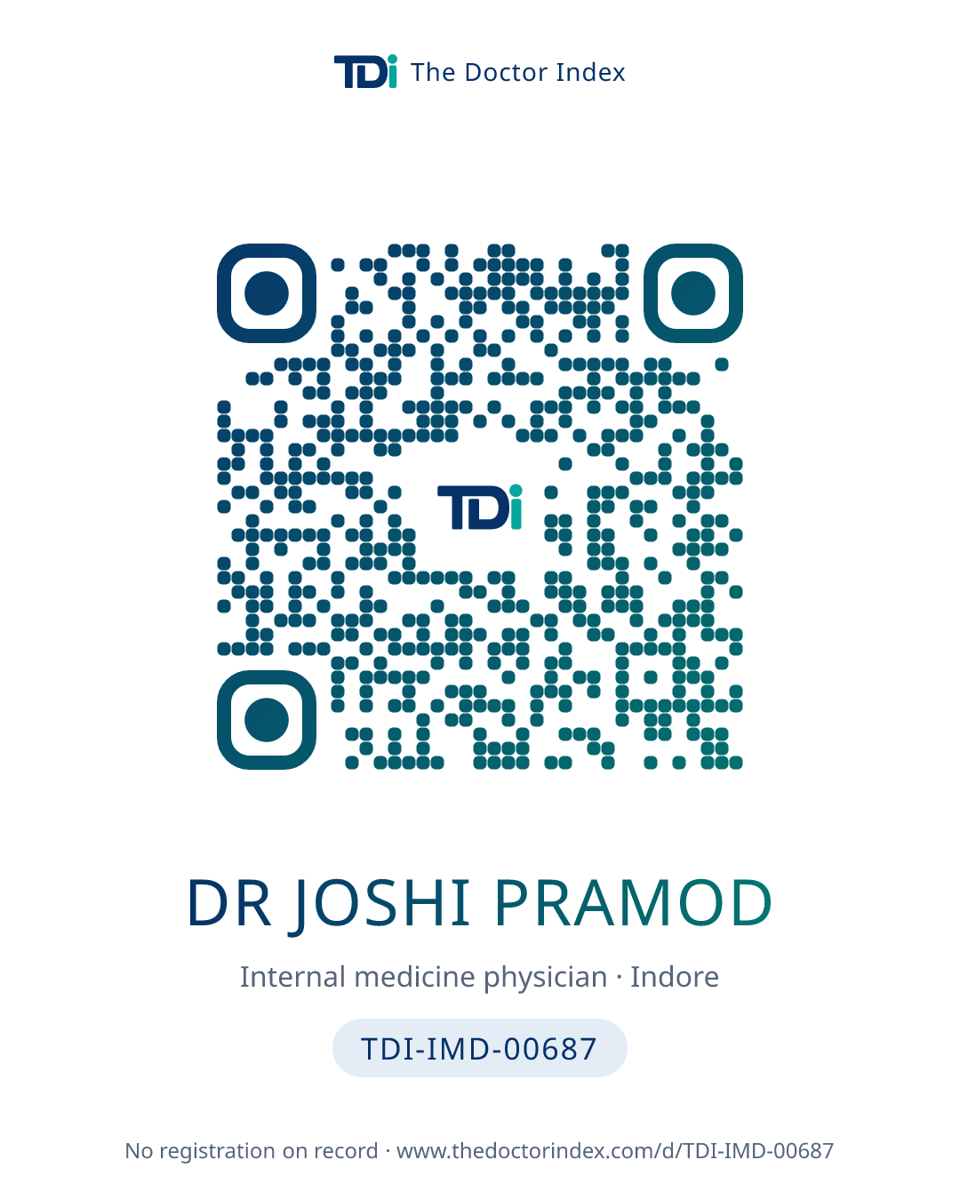 QR card for Dr Joshi Pramod, TDI-IMD-00687