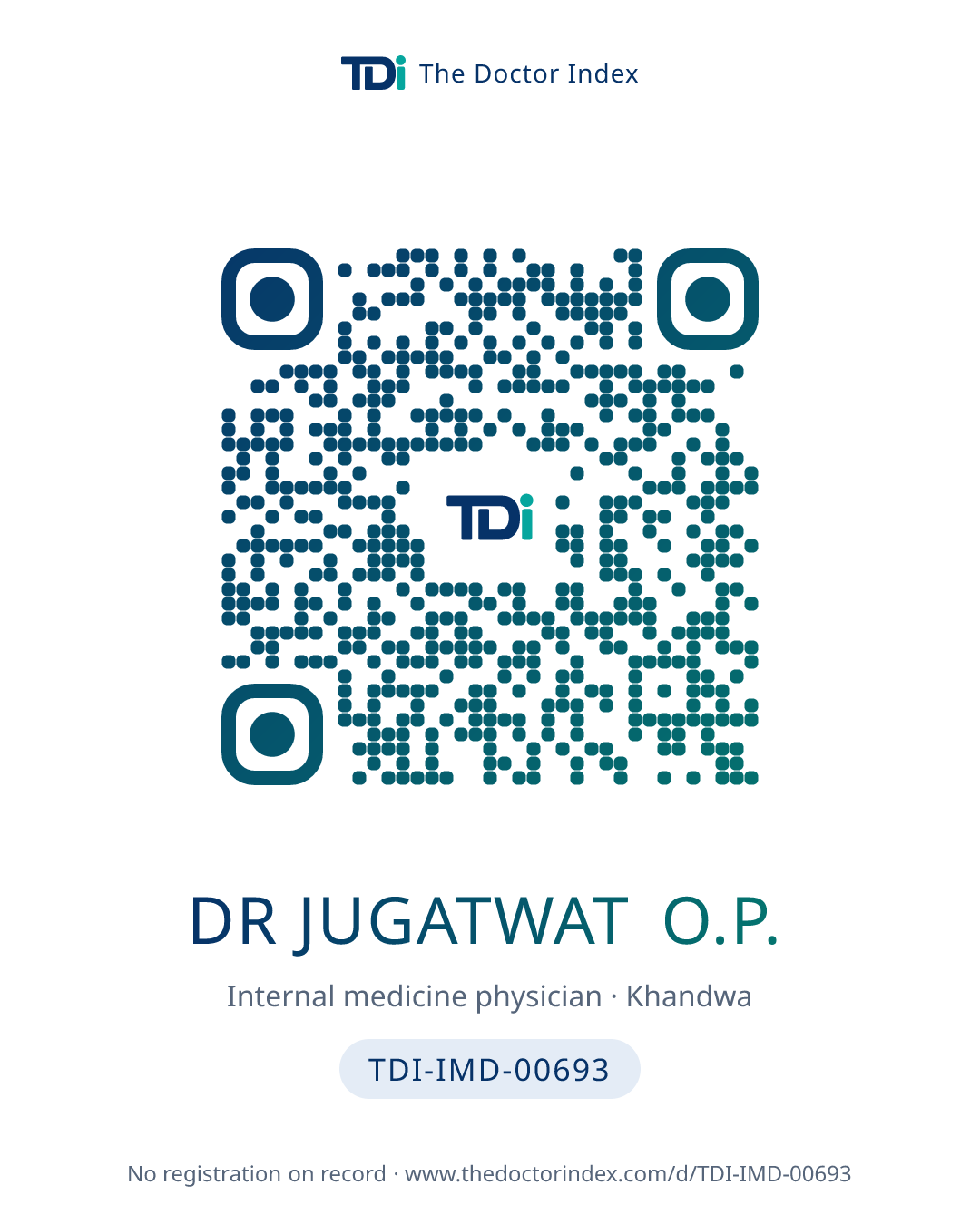QR card for Dr Jugatwat O.P., TDI-IMD-00693
