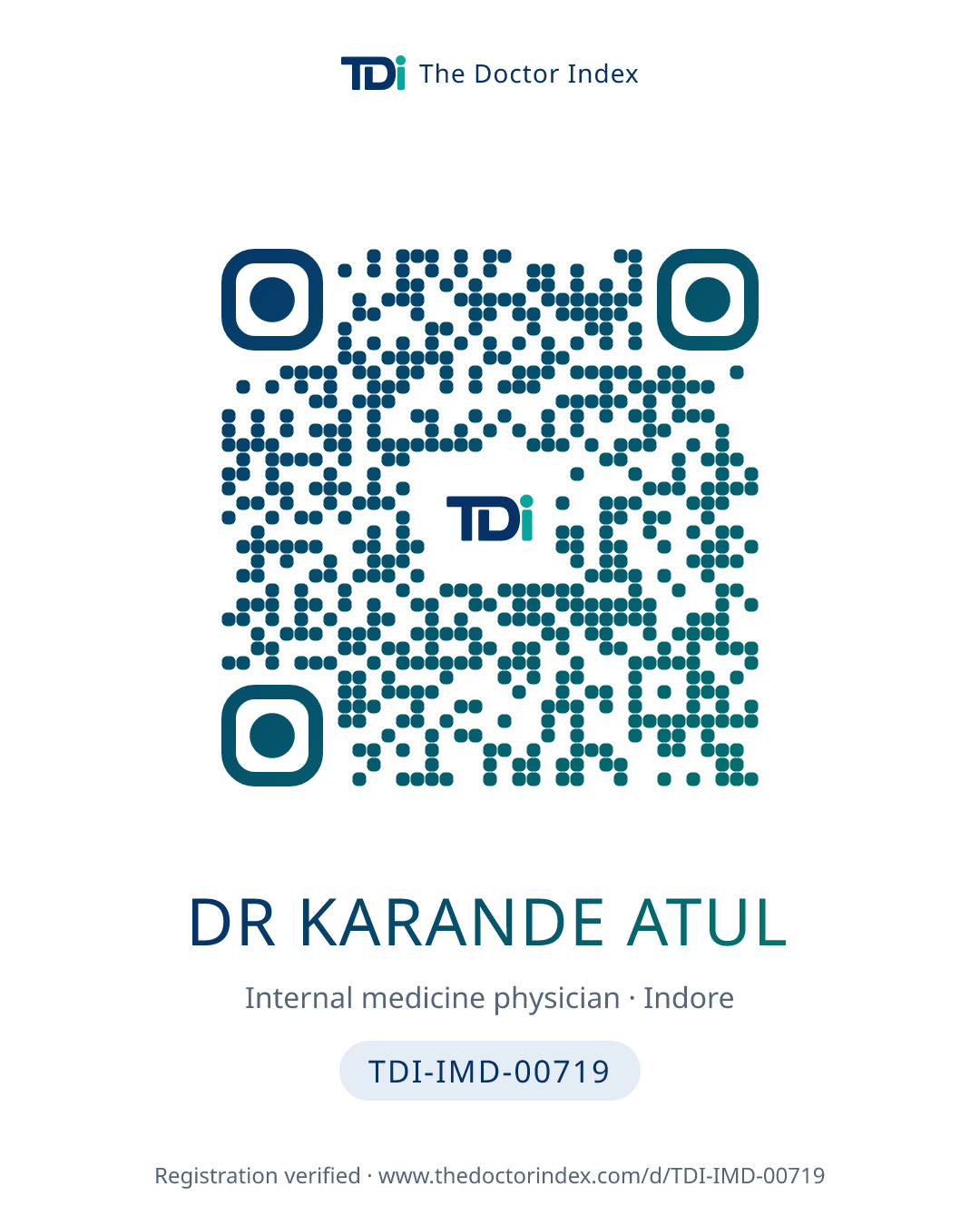 QR card for Dr Karande Atul, TDI-IMD-00719